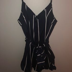 Navy Blue and White Romper